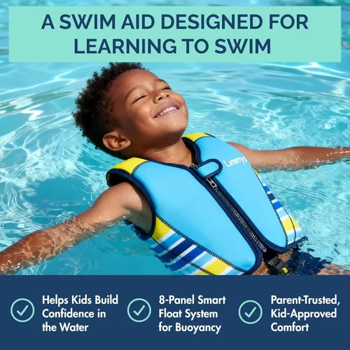 Miniatura 2 de Limmys Chaleco de natación para niños pequeños y niños, ayuda de natación de flotabilidad ajustable, certificado de seguridad CE, diseño galardonado