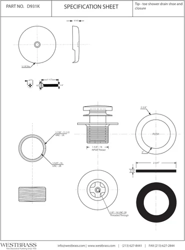 Miniatura 4 de Westbrass D931K-26 Juego de tapones de drenaje universales de 1-3/8 pulgadas con punta de punta fina de 1-3/8 pulgadas con placa frontal de Cromo