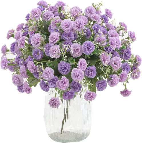 Miniatura 6 de 2 flores artificiales de clavel pequeñas a granel con tallos de seda, flores de clavel de seda para exteriores, bodas, hogar, hotel, decoración