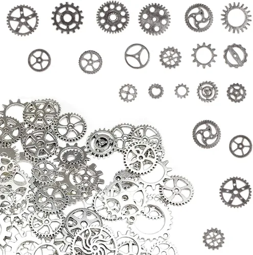 Miniatura 10 de Bihrtc. - 3.53 onzas de mezcla de dijes de esqueleto de metal para manualidades; accesorios y dijes antiguos para hacer pulseras, collares, joyería.