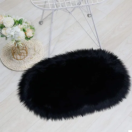 RosieLily Alfombra de piel sintética ultrasuave de 1.3 x 2 pies, piel de oveja lanuda esponjosa, lavable a máquina, manta decorativa para