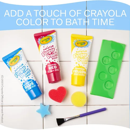 Miniatura 6 de Crayola Juego de 9 piezas de pintura para bañera, minijuego de arte – pinceles, esponjas y pinturas de dedos para lavar, pinturas para dedos