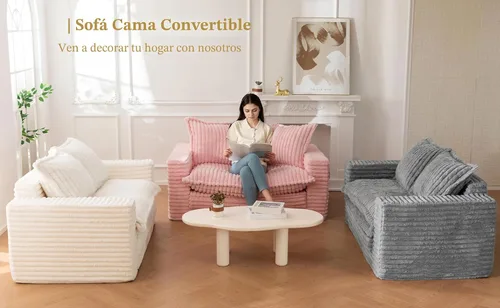 Miniatura 2 de YOSHOOT Sofá Cama de Dos Plazas, Sofá Cama Convertible Sillón Futón para Sala de Estar, Sofá de Piso Extraíble 3 en 1 con Cojín y Almohadas, Gris