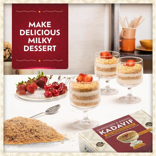 Miniatura 6 de Eastanbul Kataifi horneado y rallado para chocolate de Dubai, masa de pastelería Kadayif para pudín de leche, gránulos tostados Katifi Muhallebi