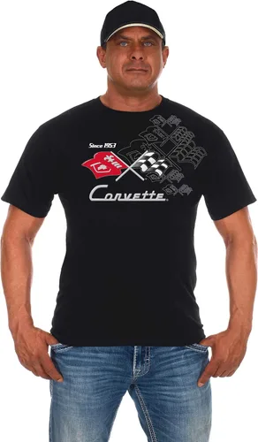 Miniatura 2 de JH Design - Camisetas de manga corta para hombre Chevy Corvette con cuello redondo