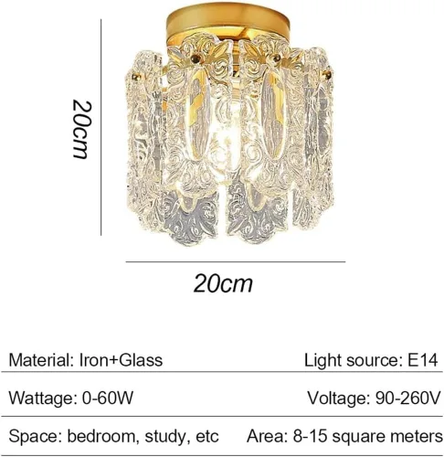 Miniatura 2 de Lámpara de techo de montaje empotrado, lámpara de techo de vidrio tallado, pantalla de vidrio transparente, lámpara de techo para cocina, isla, sala