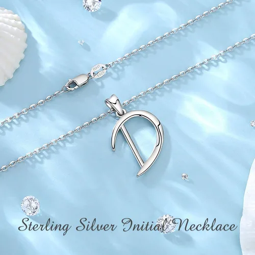 Miniatura 171 de EUDORA Collares de plata esterlina con inicial para mujer, regalos clásicos de 26 letras sin cuello para niñas, hermana, madre hija, cadena de 18