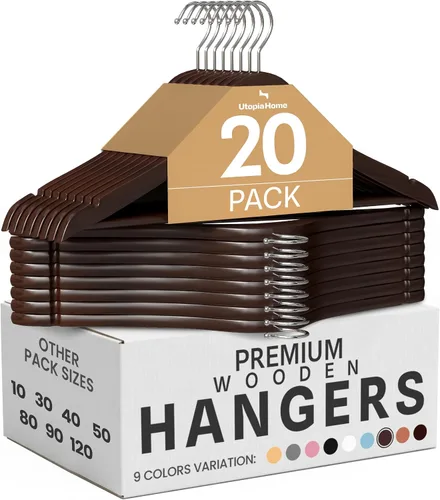 Miniatura 12 de Utopia Home Perchas de madera de alta calidad, paquete de 20 – Percha duradera y delgada – Percha para trajes con gancho giratorio de 360 grados
