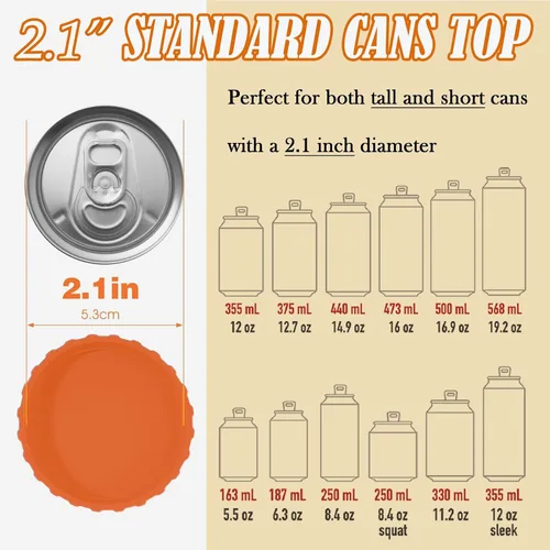 Miniatura 7 de Juego de 6 tapas de latas de soda, tapas de silicona para latas de soda, protector de latas de bebidas coloridas reutilizables, tapa de soda a