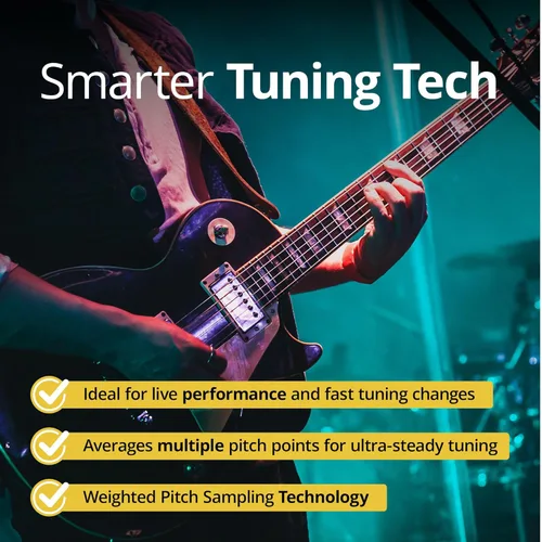 Miniatura 5 de KLIQ TinyTune Pro Pedal afinador de escenario para guitarra y bajo, mini pedal cromático con True Bypass, interruptor silencioso, afinación plana