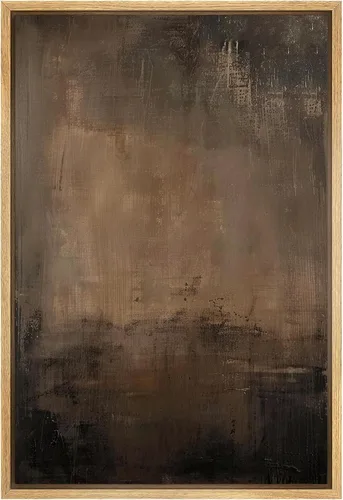 Miniatura 32 de SIGNFORD - Lienzo enmarcado para pared, arte de pintura grunge duotono blanco bronceado, trazos abstractos, formas ilustradas, arte moderno