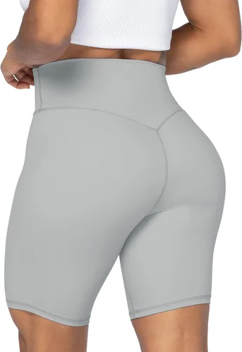 Sunzel - Pantalones cortos de tiro alto tipo ciclista para mujer, sin costuras frontales, a prueba de sentadillas, para yoga, entrenamiento,