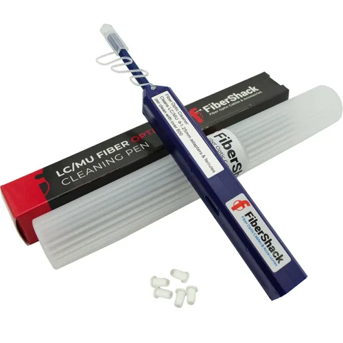 Fibershack - Bolígrafo limpiador de fibra de 1,25 mm LC. Limpiador de fibra de un solo clic de 800+. Limpiador de conector óptico LCUPC y bolígrafo