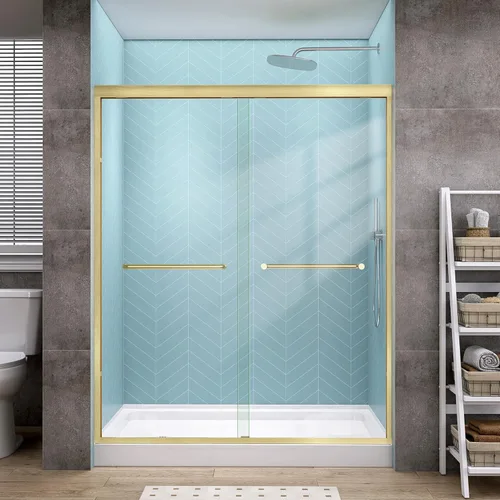 Miniatura 20 de GETPRO Puerta de ducha corrediza de 44-48 pulgadas de ancho x 72 pulgadas de alto, puertas correderas dobles sin marco para ducha, puerta de vidrio