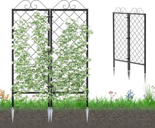 Miniatura 9 de Zhongma Paquete de 2 enrejados de metal para jardín para plantas trepadoras, valla de metal de 77.2 pulgadas de alto, soporte de enrejado