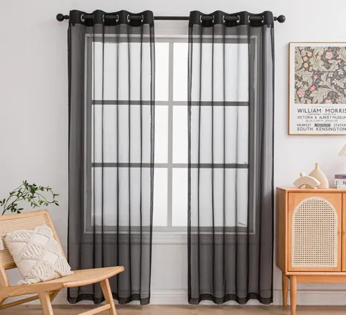 Miniatura 29 de PI - Cortinas traslúcidas con paneles pequeños, cortina transparente para ventana de cocina, mirador, 2 paneles