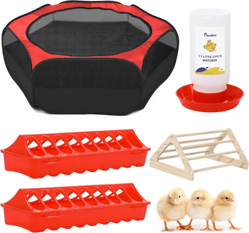 Miniatura 10 de Pawaboo Corralito para Animales Pequeños, Carpa de Jaula Impermeable para Mascotas Pequeñas con Cubierta con Cremallera, Cerca Portátil para Patio