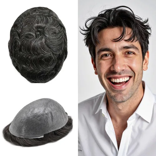 Miniatura 7 de Hombres Toupee Hair Thin Skin Men Human Hair Piece Men Toupee Cabello humano V-loop de aspecto natural Toupee Hombres Hairpiece Men Hair System