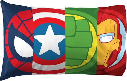 Miniatura 22 de Marvel Avengers - Juego de 2 fundas de almohada de superhéroes reversibles, Spiderman Capitán América, Hulk Iron Man, ropa de cama de microfibra