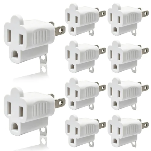 Miniatura 13 de ELEGRP Adaptador de 2 a 3 puntas, paquete de 2, gris - Adaptador de enchufe de conexión a tierra polarizado, certificación ETL