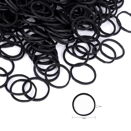 Miniatura 3 de HOYOLS Bandas de goma negras pequeñas de 1/2 pulgada para ligas para el cabello, elásticas, mini trenzas para bebés, niñas, bebés, niños, cabello