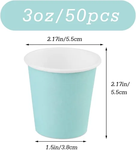 Miniatura 2 de Wuadua Paquete de 50 vasos de papel espresso azul de 3 onzas, resistentes y a prueba de fugas para fiestas, eventos, oficina, uso doméstico, vasos