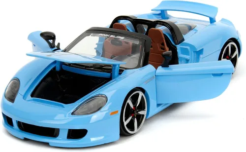 Miniatura 6 de Pink Slips 1:24 W6 Porsche Carrera GT - Coche fundido a presión, juguetes para niños y adultos (azul claro)