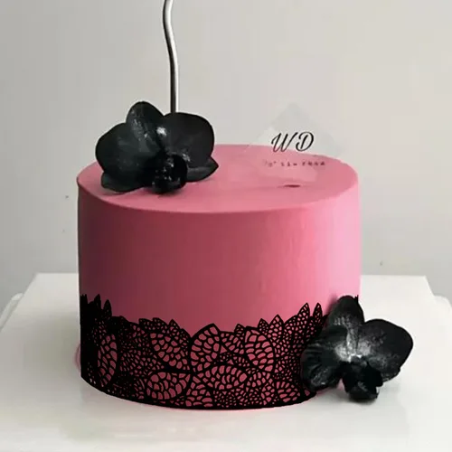 Miniatura 5 de Juego de 10 piezas de encaje comestible grande prefabricado listo para usar, flor de cerezo, negro, 14 pulgadas