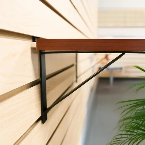 Miniatura 4 de Soporte de estante Slatwall negro de 12 pulgadas con soporte y labio, paquete de 2