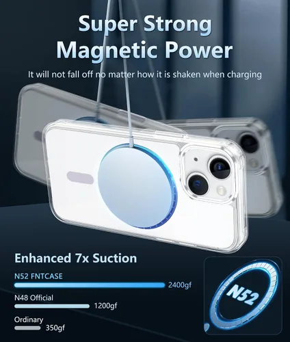 Miniatura 118 de FNTCASE Funda para iPhone 13 Pro-Max: Fundas magnéticas transparentes compatibles con Magsafe Slim anti amarillamiento protección contra caídas