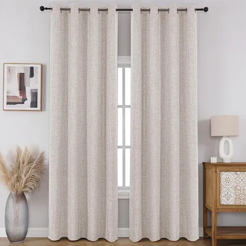 Miniatura 12 de CUCRAF - Juego de 2 paneles de cortinas de ventana con oscurecimiento total del 100%, de 54 pulgadas de largo, con aspecto de lino falso, cortinas
