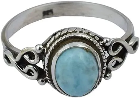 Miniatura 2 de Avicrafts Larimar - Anillo de plata de ley 925 para mujer, hecho a mano, joyería de Navidad, regalo para ella