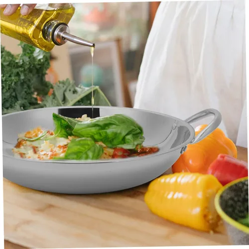 Miniatura 4 de BESTonZON Sartén de acero inoxidable para paelleras, sartenes para cocinar, ideal para exteriores, camping, fiestas, 10.2 in