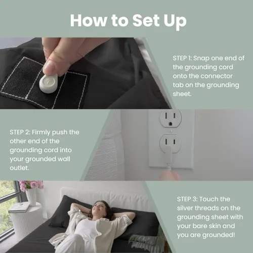 Miniatura 4 de Grounding Sheets - Sábanas de 15 pulgadas de profundidad, sábana bajera ajustable tamaño individual con cordón de tierra, 90% algodón orgánico + 10%