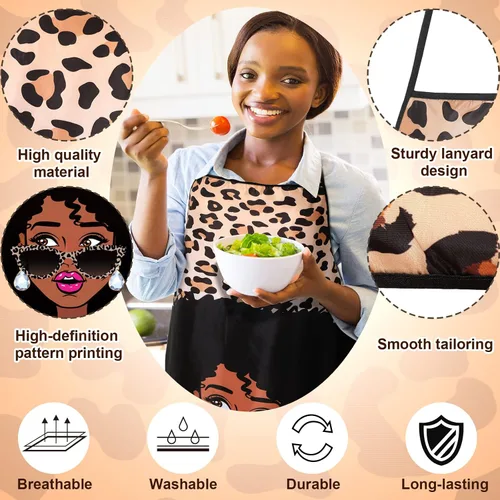Miniatura 4 de Eurzom 3 delantales africanos para mujer, delantales impermeables afroamericanos, delantales de arte impreso, para mujeres negras, regalos del día
