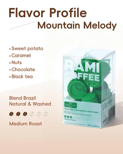 Miniatura 4 de Rami Coffee Café en polvo instantáneo liofilizado de café instantáneo, tostado medio 100% arábica, 6 paquetes individuales portátiles para el hogar