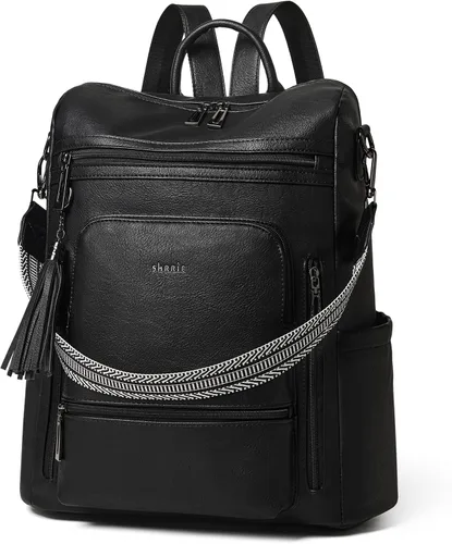 Miniatura 8 de Shrrie - Mochila vegana de cuero para laptop de 14 pulgadas para mujer, mochila de trabajo, mochila de moda, mochila de viaje, bolso para negocios