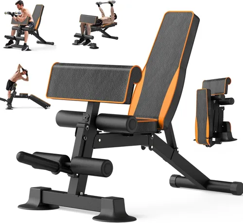 Z ZHICHI Banco de pesas ajustable, bancos de entrenamiento de fuerza para entrenamiento de cuerpo completo, capacidad de 880 libras, juego de banco