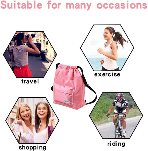 Miniatura 7 de KIKIGOAL Bolsa de natación separada seca y húmeda mochila portátil con cordón impermeable para gimnasio, deportes para piscina y playa