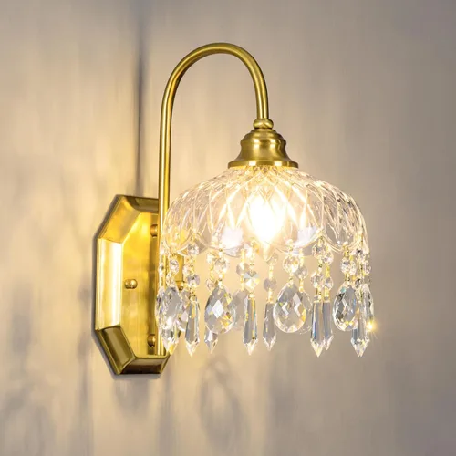 Miniatura 8 de Juego de 2 apliques de pared vintage, apliques de pared de cristal de cristal, acabado negro antiguo cepillado mate, juego de dos para dormitorio