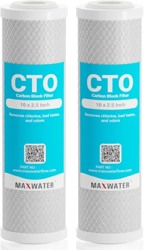 Miniatura 7 de Max Water Cartucho de filtro de agua de sedimentos de carbono CTO para toda la casa de 5 micrones, 10 x 2,5 compatible con DuPont WFPFC8002