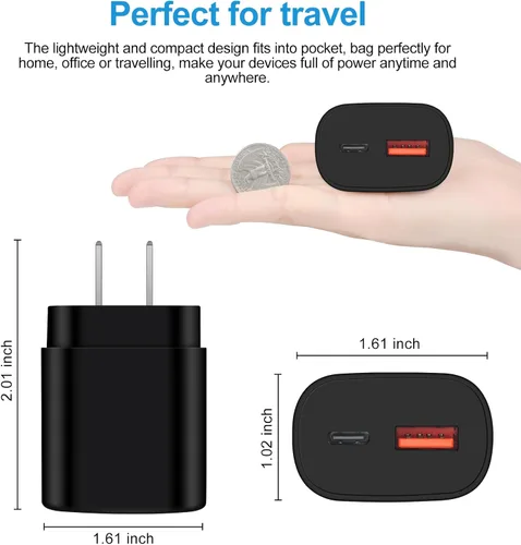 Miniatura 5 de Cargador súper rápido de 25 W, tipo C, bloque de carga rápida de doble puerto para Samsung Galaxy S25/S24 FE/S24/Z Flip 7/A17/A16/A36/A15/A14 Negro-1