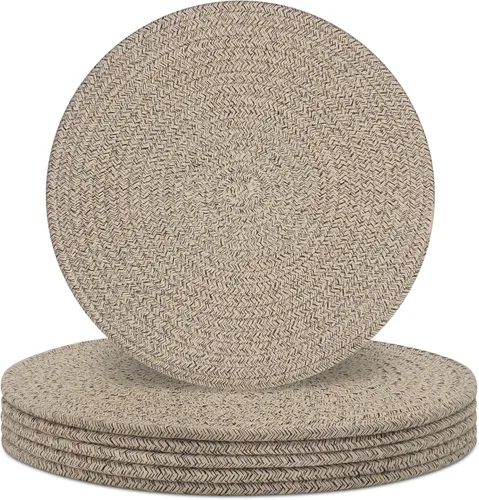 Juego de 6 manteles individuales redondos, alfombrillas de mesa tejidas con cuerda de algodón, almohadillas calientes para cocina, antideslizantes,