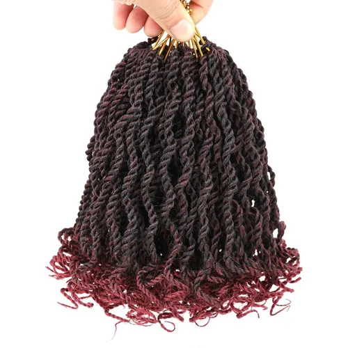 Miniatura 32 de Leeven Cabello de Ganchillo Rizado Senegalés de 12 Pulgadas, 8 Paquetes Trenzas de Ganchillo Cortas Ombre Marrón, Trenzas Havana Pequeñas #T30