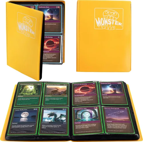 Miniatura 10 de Monster - Carpeta para tarjetas coleccionables de 4 bolsillos, álbum Holofoil negro, protección TCG antirrobo y anticaídas con bolsillos laterales