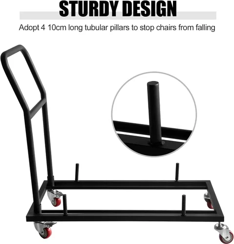 Miniatura 4 de Silla plegable Dolly para sillas plegables con 2 ruedas giratorias, estantes plegables de acero en forma de L para restaurante y cocina casera