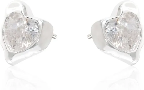 BIFACE Aretes tipo dormilona de plata de ley 925 para mujer, aretes en forma de corazón, regalos de joyería para mujeres, aretes de tuerca de