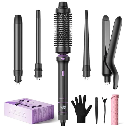 Miniatura 10 de BESTOPE PRO - Juego de varita rizadora de barril largo, juego de varita rizadora 6 en 1 con barril de cerámica para cabello largo/mediano, rizador