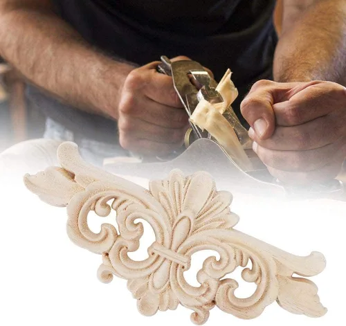 Miniatura 6 de AUNMAS Apliques de madera, decoración floral de esquina, tallas de madera natural sin terminar para muebles, armarios, puertas, acento