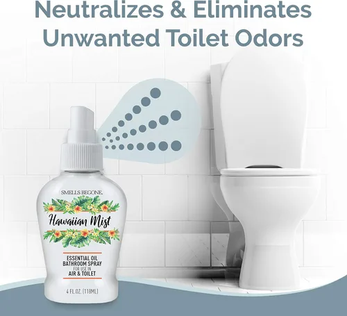 Miniatura 2 de SMELLS BEGONE Ambientador de aceite esencial en espray para baño, elimina los olores del baño y el inodoro, fabricado con aceites esenciales, aroma